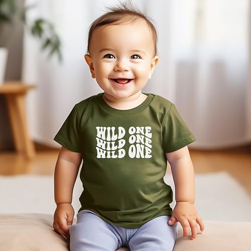 Wild One 1st Birthday Shirt for Baby Girl or boy One Year Old Wavy Retro Birthday3