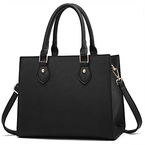 CHICAROUSAL Crossbody Purses and Handbags for Women PU Leather Tote Top Handle Satchel Shoulder Bags (Black)