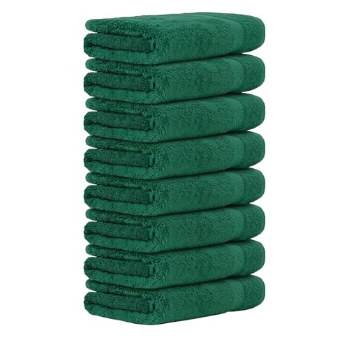 Luckytowel Handtücher Set 50x100 cm – Oeko-TEX Handtuch-Set aus 100% Baumwolle mit 600 g/m² – Frottiertücher mit Aufhängeschlaufe – flauschig & saugstark – Frottee Handtuchset – 8er Pack Grün