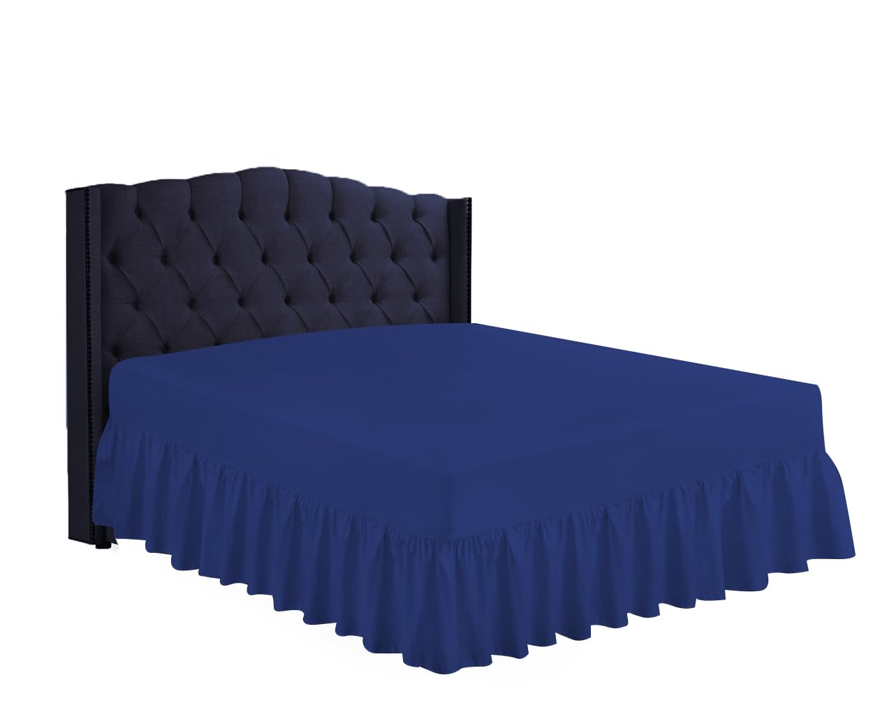 HOME ACE Royal Blue Non Iron Percale Super King Size Valance Sheet Polycotton Fitted Valance Sheets, Fitted Valance Sheet Super Kingsize Bed, Poly Cotton Super King Size Bed Valance Sheet