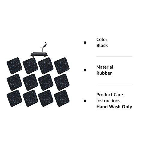 (12 Pack) Ar-Pro Exercise Equipment Mats 4" X 4" X 0.5" Anti-Slip, Shock Absorbent Rubber Floor Protective Mats Perfect For Treadmills, Elliptical Trainers, Rowing Machines And Stationary Bikes #TOP6