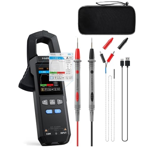 FNIRSI DMC-100 Multimeter Digital Ammeter Pliers Clamp Meter TRMS 1000 Counts, 600A Curve Recording Voltage Tester with Flashlight, AC/DC Curren & Voltage, NCV, Capacitance, Resistance, Continuity