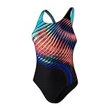 Speedo Damen Badeanzug Lightswirl Placement Digi Powerback, LGT Swrl Blk/Aqa Splsh/Br, 38 (DE 42), 806187