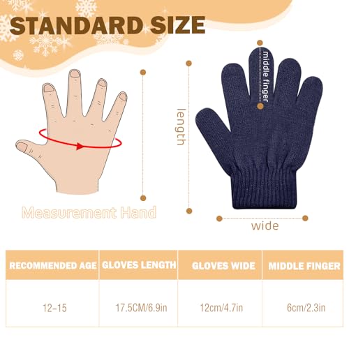 Image of ONESING 12 Pairs Kids Gloves - Warm Knitted Winter Gloves Bulk for Girls Boys | Children Gloves Designed for Cold Weather