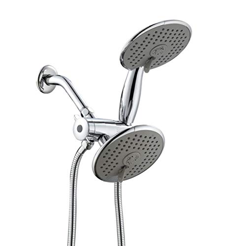 Ana Bath Anti-Clog High Pressure Large 6-Inch 3-Setting 2-in-1 Handheld Shower Combo System with Long 5 Foot Stainless Steel Shower Hose/Brass Connector/All Chrome Finish (SS3232CCP)