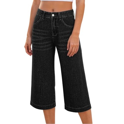 Pantalones vaqueros 7/8 holgados para mujer con cintura alta de verano