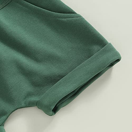 Summer Baby Boy Short Sleeve T-Shirt Tops & Shorts 2Pcs Casual Outfit 0-3 Years Toddler Boy Clothes Set (Grey & Green, 0-6 Months) #TOP5