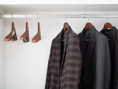 Image of Extra Wide Shoulder Wooden Coat Hangers | Heavy-Duty Wooden Hangers for Clothes | Non-Slip Suit Hanger with 360 Swivel Hook | Solid Wood Hanger for Coats & Jackets (4, Walnut)