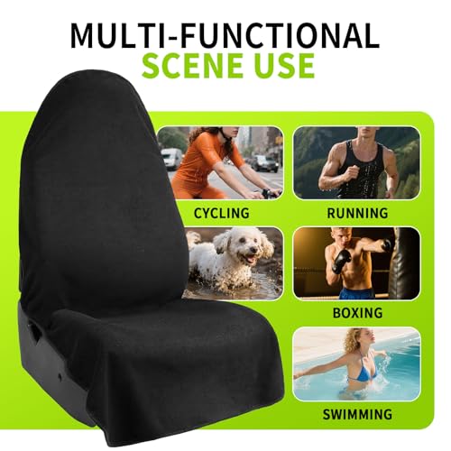 Image of Leader Accessories Black Waterproof Sweat Towel Seat Cover Universal Non-Slip for Car Truck SUV Seat for Dog & Kid Workout Outdoor OR Sport Activities