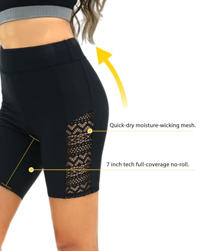 7" Swim Shorts Women - High Waisted Bathing Suit Shorts Tummy Control Boy Short Swimsuits Lace 2025 Swimwear Bottom3