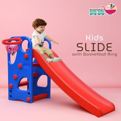 Image of HerHome Slide for Kids - Super Senior Slider with Basketball Ring Toy - for Boys and Girls Perfect Slides /Toys for Home, Indoor or Outdoor