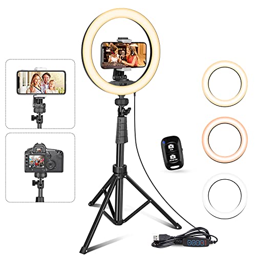 UBeesize - Anillo de luz para Selfie (10 Pulgadas, trípode y Soporte...