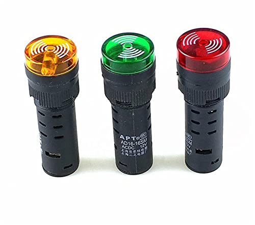 Zumbador de alarma de 24V verde con sonido y luz intermitente de 16mm