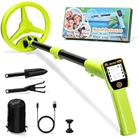 Metalldetektor Kinder, Smofrees Über USB Wiederaufladbarer Kleiner Kinder Metalldetektor, Verstellbarer 60-86cm Tragbarer metalldetektor mit lustigem LCD-Display für die Erkundung im Freien, Lichtgrün