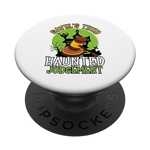 Gavel's Thud Haunted Judgment Scary Lawyer Halloween PopSockets Swappable PopGrip, Black