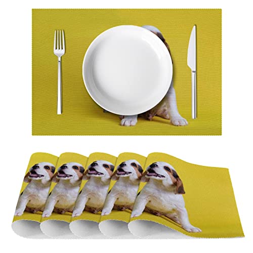 Sets de table antidérapants chiot jaune table salle à manger lot de 6
