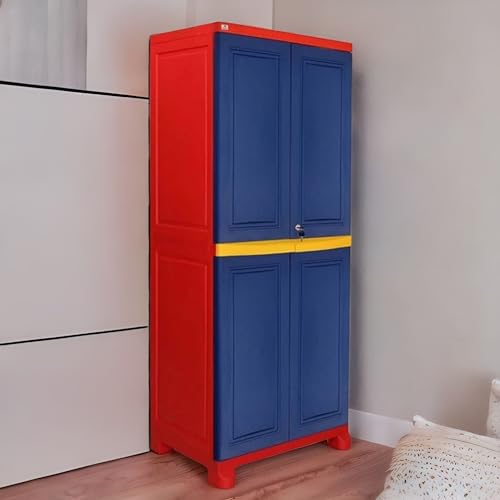 Image of Nilkamal Freedom Big 1 (FB1) Plastic Wardrobe for Storage|3-Year Warranty|Clothes Organizer|Shelves|Cupboard|Almirah for Home, Living Room, Bed Room|Adult & Kids|Pepsi Blue /Bright Red /Yellow