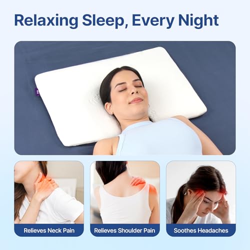 Image of Frido Ultra Slim Deep Sleep Pillow | King Size 2 Inch Height | Orthopedic Grade Gel Memory Foam for Neck & Shoulder Pain Relief, Includes Bamboo Pillow Cover, Pack of 1, White