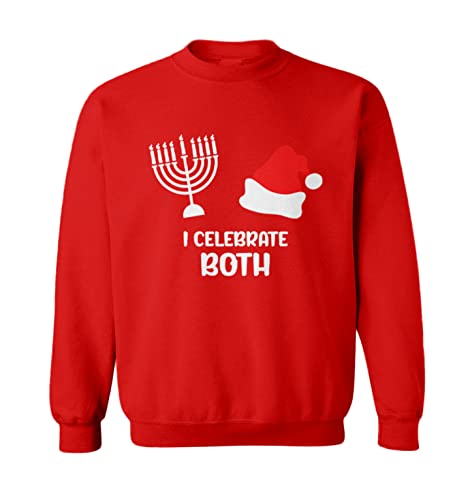 Tcombo I Celebrate Both - Christmas Hanukkah Toddler Fleece Crewneck Sweater