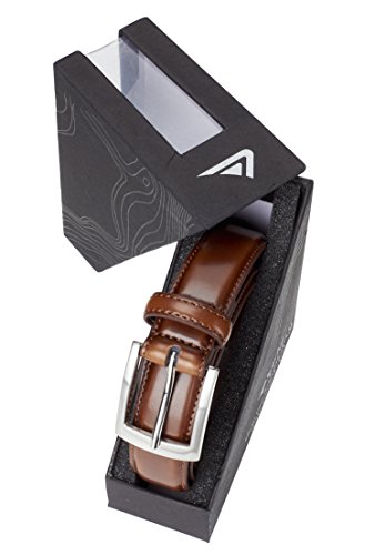 Sportoli Belts for Men Mens Belt Buckle Genuine Leather Stitched Uniform Dress Belt - Amber - Size 56 (Waist 54)3