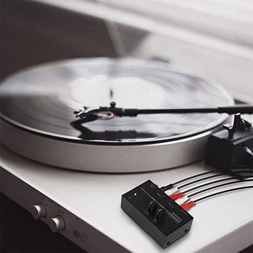 Depusheng Ultra-Compact Phono Turntable Preamp Dp500 With Level & Independent Volume Controls Rca Input & Output 1/4" Output,Low Noise #TOP7