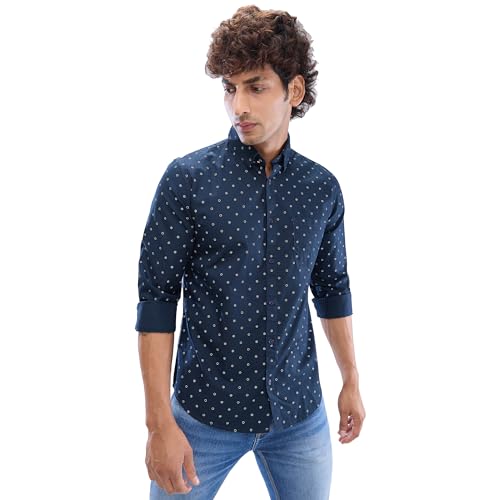 Image of Spykar Men's Slim Fit N /A Full Sleeve Printed Casual Shirts