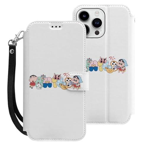 クレヨンしんちゃん iPhone15ProMax用ケース 手帳型 スマホケース アイホン15ProMax用 財布型カバー カードポケット スタンド機能 誕生日ギフト 人気 男女兼用