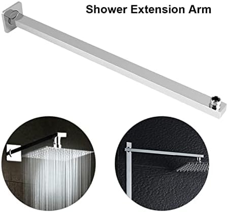 Braccio doccia 60, cromato quadrato, braccio per doccia, braccio di estensione, per il bagno, braccio di prolunga, 1 m, tubo doccia quadrato in acciaio inox