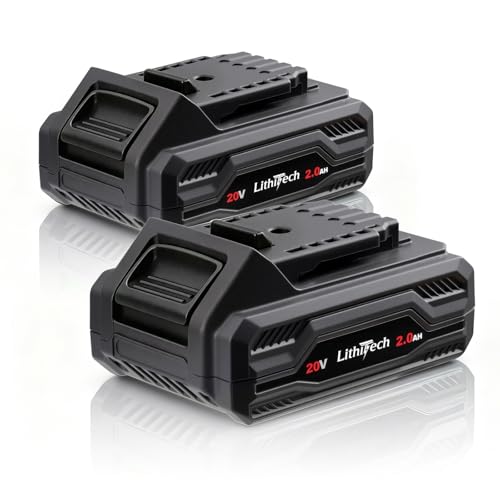 LITHITECH 20v 2.0 Ah Lithium Ion Battery,Lithium Battery Features a Real-time Power Display Function,Extended Runtime for Cordless Power Tools (2 Pack)
