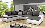 Küchen-Preisbombe Sofa Couch Ecksofa Eckcouch Wohnlandschaft Schlaffunktion Marcello XXL Weiß Grau