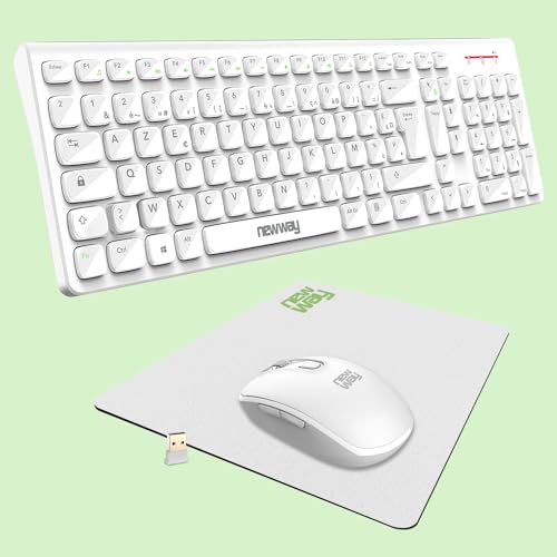 NEWWAY – Pack RF02 Clavier Souris sans Fil avec Tapis – Clavier Wireless Français (AZERTY) 105...
