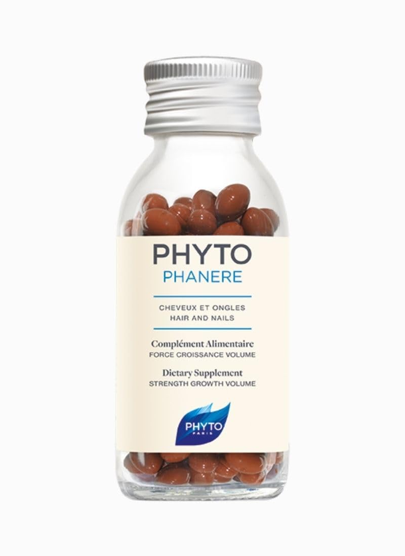 PhytoPhytophanere Hair & Nail Supplement Capsules Pack of 120's - With Zinc, Vitamin B6, Biotin (vitamin B8), Lactose-free, Peanut-free, Egg-free, Preservative-free, Sweetener-free