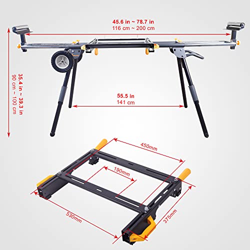 Deluxe Heavy Duty Rolling Miter Saw Stand With 8 In Wheels 330 Lbs Load Capacity Black And Grey Single Pack Wk-Ms029E-2 #TOP1