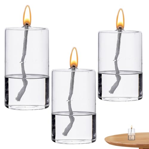 Reviews de Lámparas de aceite del mes. 43 Ckuakiwu Lámpara de Aceite de Vidrio Transparente 3 Piezas, 3 Alturas, Sin Humo, Recargable, para Mesa, Comedor, Bodas