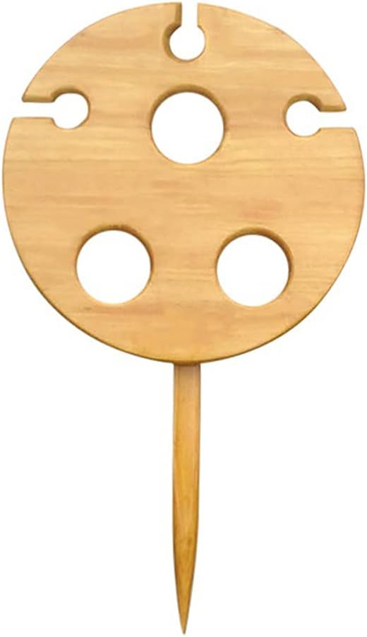 Outdoor Wine Table Bamboo Portable Wine Table Outdoor Picnic Wine Glass Holder for Camping and Dining Removable Wooden Table Concerts at Park Beach
