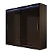 Produktbild Kleiderschrank London I, Schwebetürenschrank, Schiebetürenschrank, Modernes Schlafzimmerschrank 180x215x57cm, Garderobe, Schlafzimmer (Choco, mit RGB LED Beleuchtung)