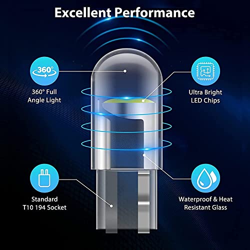 Huinengyuan T10 Led Bulb, 168 2825 W5W T10 Wedge Cob Led Replacement Bulbs Error Free For Car Dome Map Door Courtesy License Plate Lights (20Pcs White) #TOP5