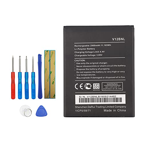 Vvsialeek Wiko V12BNL Batterie de rechange compatible avec Wiko View avec kit d'outils gratuit 2900 mAh