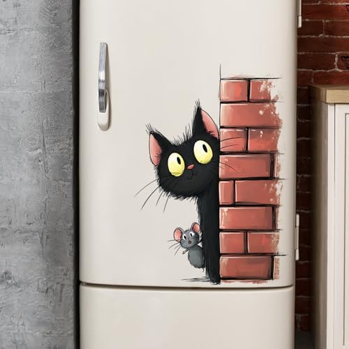 Vinilo decorativo Achang gato negro y ratón para pared miniatura 3