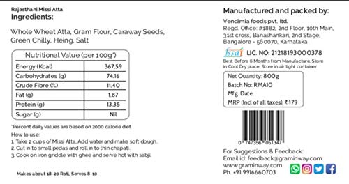 GRAMINWAY - from The Roots Healty & Tasty Rajasthani Missi Atta/Flour 1kg - Image 3 thumbnail