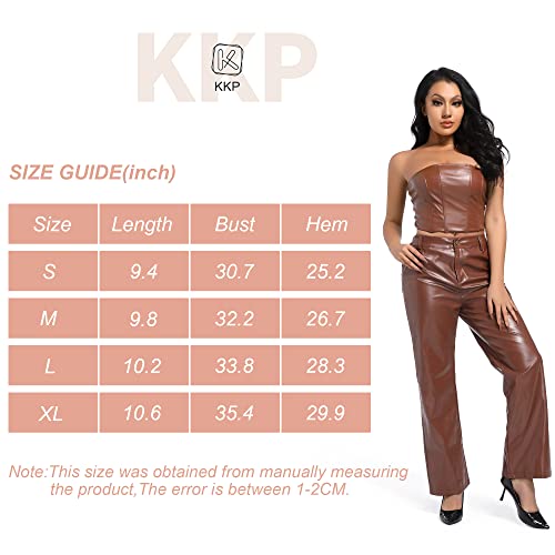 Kkp Strapless Tube Tops For Women Corsets Sleeveless Pu Leather Corset Tops For Women Bustier #TOP5