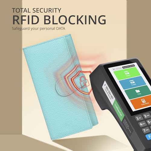 Image of Real Leather Women Wallet Leather with RFID Blocking -Trifold Card Holder Designer Ladies Clutch with ID Window Wallets