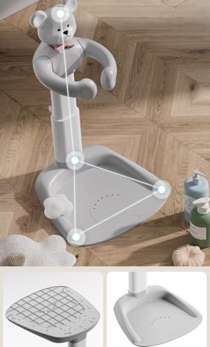 Image of Baby Shower Stand with Anti-Slip Base,Teddy Bear Shaped Bathtub Dish, Pink, Bath Assistant, Baby Bath, Baby Bathtub. (Pink)