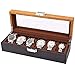 LOSKORIN Uhrenbox Schmuckkästchen, Uhrenaufbewahrung Uhrenkasten Holz mit Glasfenster Geschenk für Herrn Dame, Uhrenaufbewahrungsbox, Uhrenschachtel, Uhrenschatulle