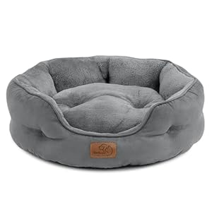 BEDSURE Katzenbett waschbar Katzen Bettchen – 51x48x15cm Bett mit Zweiseitig Innenkissen Katzenschlafplatz für Katzen oder kleine Hunde,Grau
