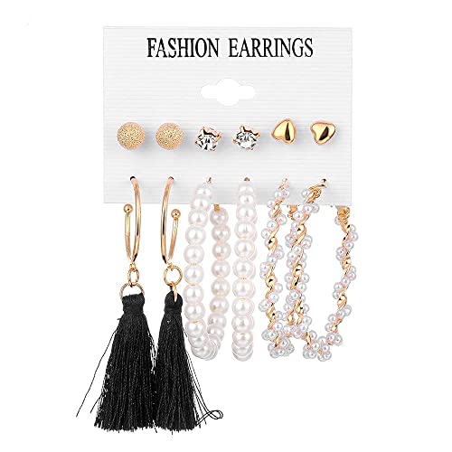 Image of Shining Diva Fashion Stylish Combo Design 6 Pairs Metal Earrings for Women and Girls (F12787er)
