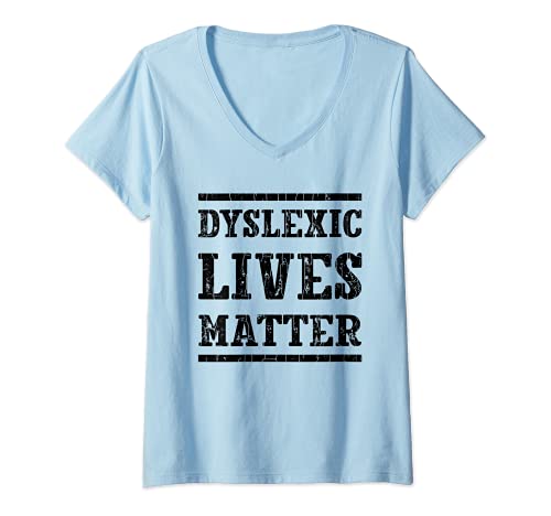 Donna Dislessico vite materia divertente dislessia consapevolezza grafica Maglietta con Collo a V