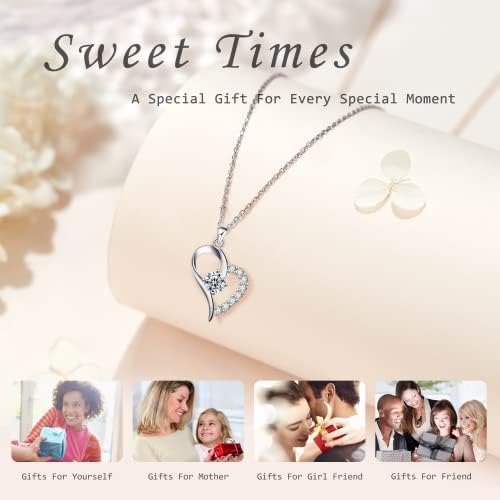 GENPAR Women's Necklace 925 Sterling Silver Pendant Necklaces Cubic Zirconia Jewellery Gifts for Girlfriend Wife Mum Her Birthday Christmas Mothers Day Anniversary Valentines Gift