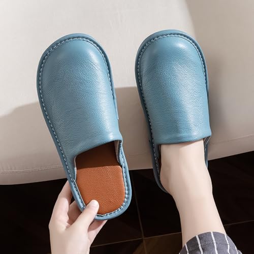 JOOFAN Cowhide Non-Slip Leather Slippers