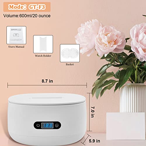 Ultrasonic Cleaner, Jewelry Cleaner With 40Khz Five Digital Timer 600Ml Ultrasonic Jewelry Cleaner With Basket For Cleaning Eye Glasses, Rings,Watch,Coin,Silver… #TOP6